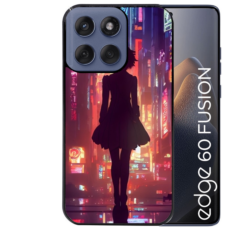 Coque noire taperso pour Moto Edge 60 et Neo Fusion Pro avec motif new york anime protection antichoc personnalisée