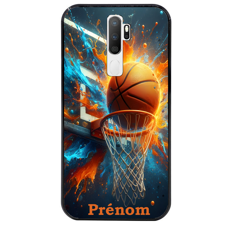 Coque noire taperso pour OPPO A5 A9 2020 avec motif basket ball color personnalise protection antichoc personnalisée