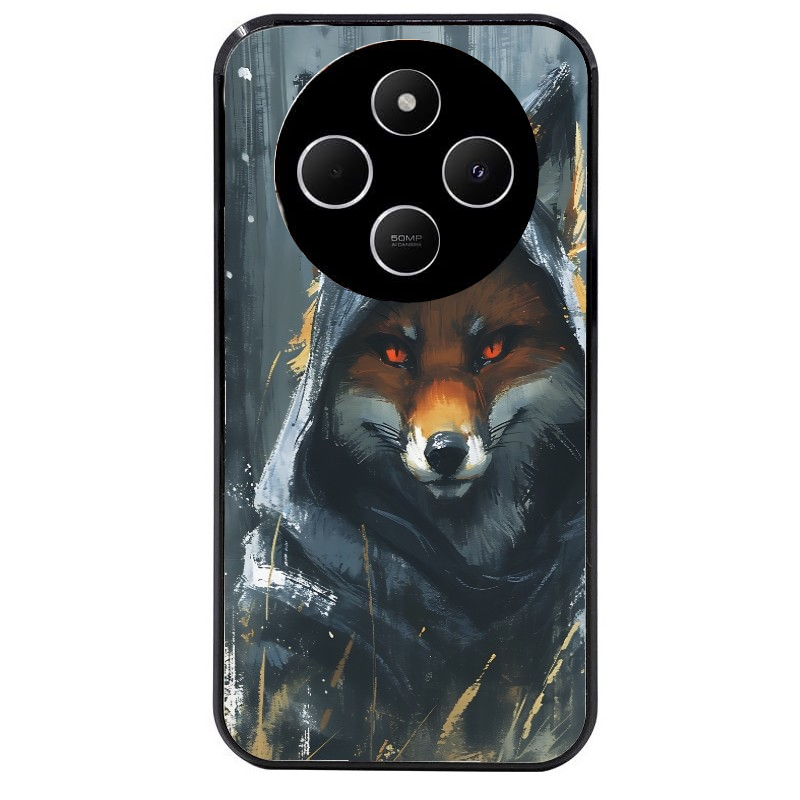 Coque noire taperso pour POCO C75 avec motif renard fox des bois protection antichoc personnalisée