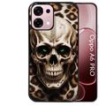 Coque noire taperso pour OPPO A6 PRO 4G et 5G avec motif tete de mort leopard protection antichoc personnalisée