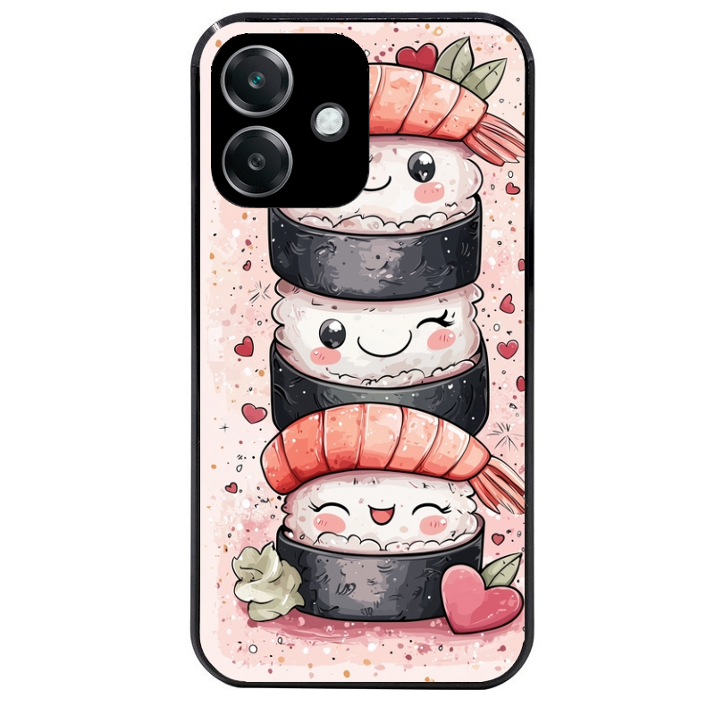 Coque noire taperso pour OPPO A40 avec motif sushi kawai anime protection antichoc personnalisée