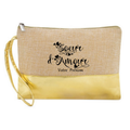 Pochette personnalisée soeur d'amour en jute et doré en jute et doré
