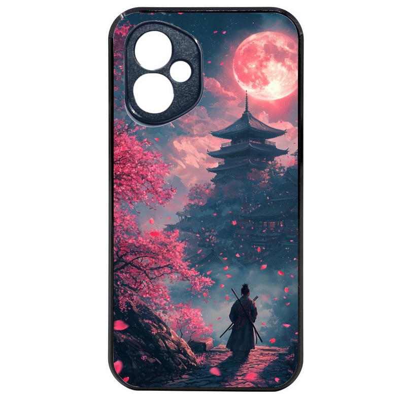 Coque noire taperso pour Honor 400 et Lite Pro Smart avec motif samourai cerisier protection antichoc personnalisée