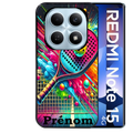 Coque noire taperso pour Redmi Note 15 et PRO PLUS 4G 5G avec motif padel raquette personnalisee protection antichoc personnalisée