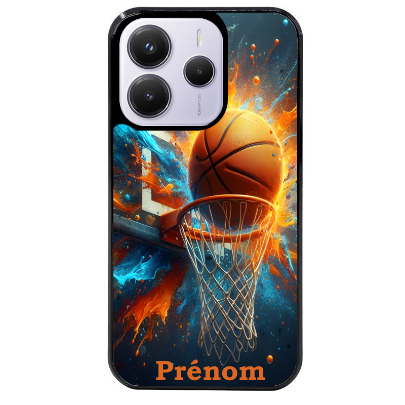 Coque noire taperso pour Redmi Note 14 et PRO PLUS 4G 5G avec motif basket ball color personnalise protection antichoc personnalisée