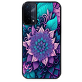 Coque noire taperso pour OPPO A54 et A74 5G avec motif tropical mandala et fleur violet protection antichoc personnalisée