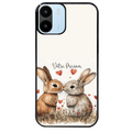 Coque noire taperso pour Redmi A1 et A2 avec motif lapin coeur avec prenom protection antichoc personnalisée