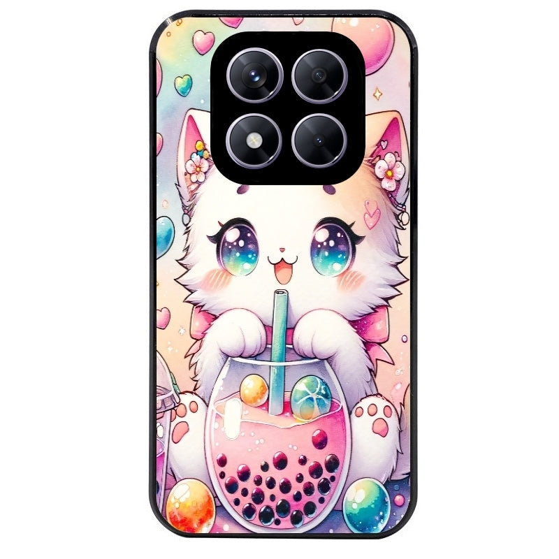 Coque noire taperso pour Redmi Note 14 et PRO PLUS 4G 5G avec motif chat bubble style manga protection antichoc personnalisée