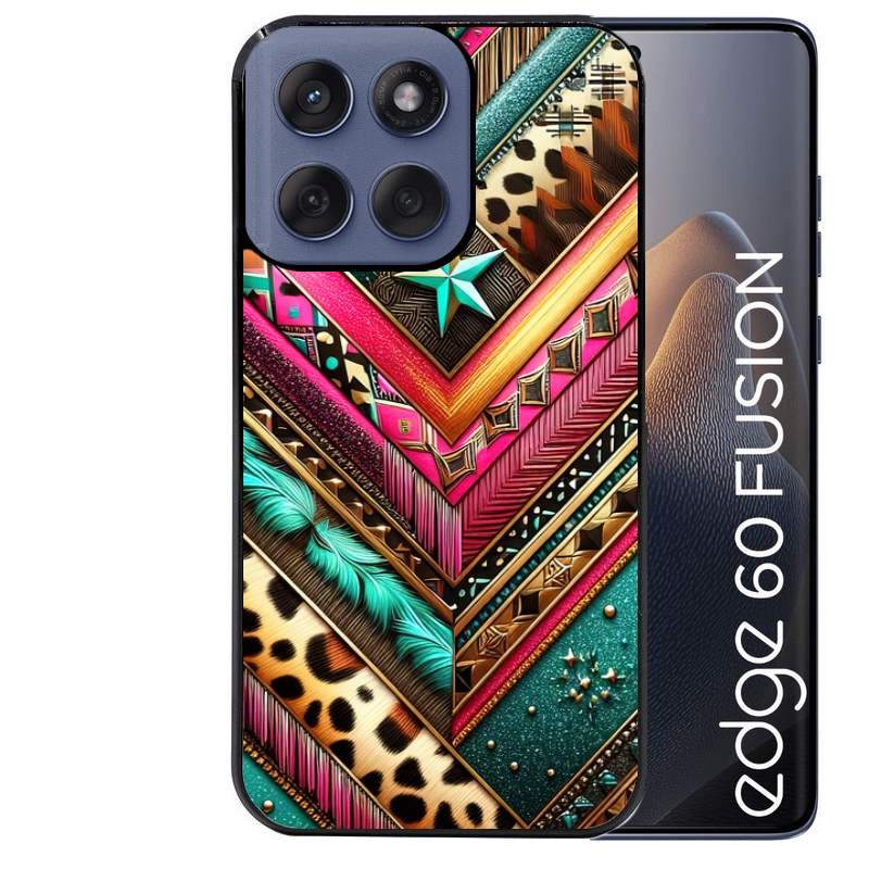 Coque noire taperso pour Moto Edge 60 et Neo Fusion Pro avec motif chevron texas protection antichoc personnalisée