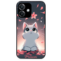 Coque noire taperso pour OPPO A40 avec motif chat anime avec votre prenom protection antichoc personnalisée