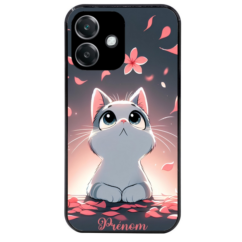 Coque noire taperso pour OPPO A40 avec motif chat anime avec votre prenom protection antichoc personnalisée