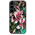 Coque noire taperso pour galaxy S24 et PLUS ULTRA FE avec motif leopard hibiscus protection antichoc personnalisée