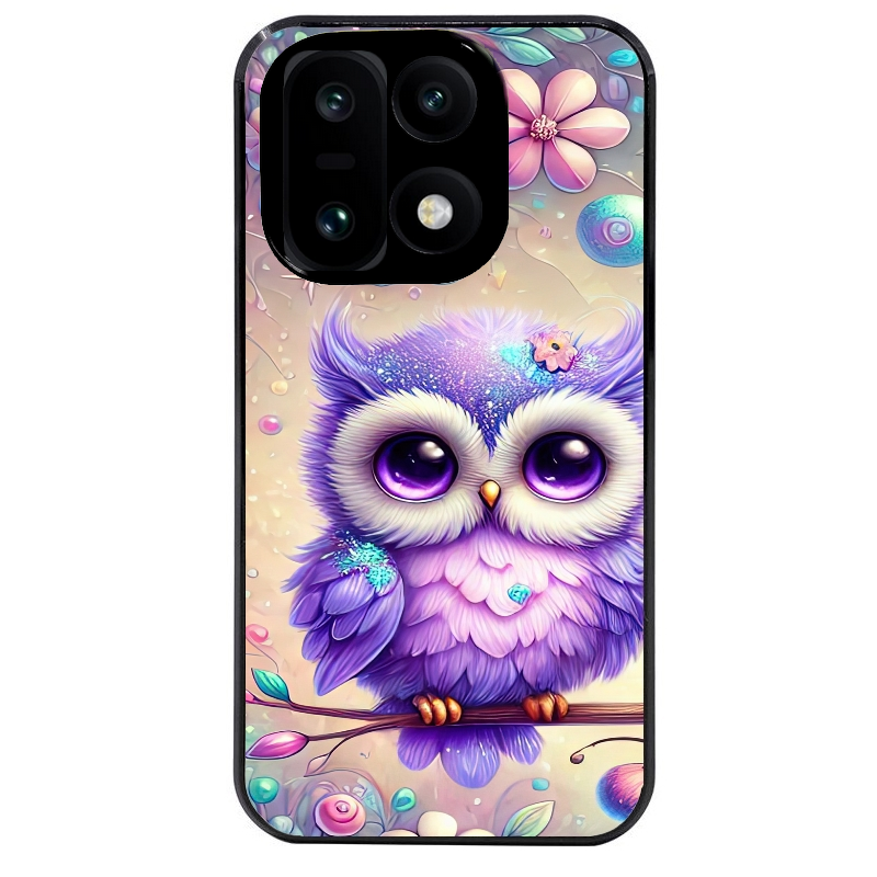 Coque noire taperso pour OnePlus 15 avec motif chouette violette protection antichoc personnalisée