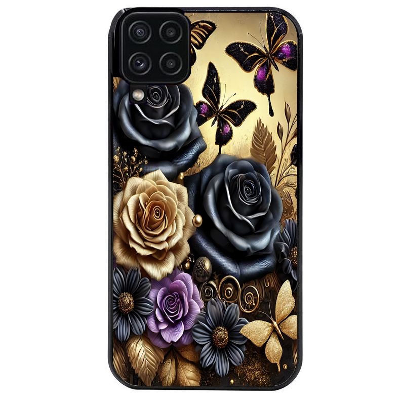 Coque noire taperso pour galaxy A22 A32 A52 A52S 4G 5G  avec motif papillon gothic protection antichoc personnalisée