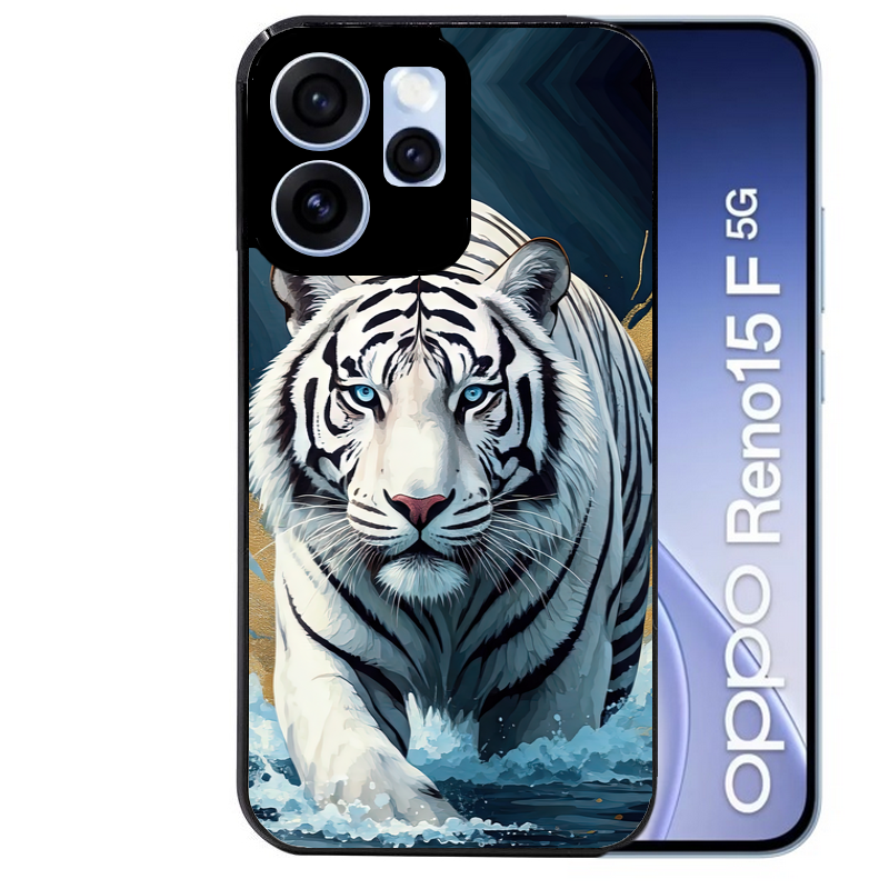 Coque noire taperso pour OPPO Reno 15 et F FS 5G avec motif tigre polaire protection antichoc personnalisée