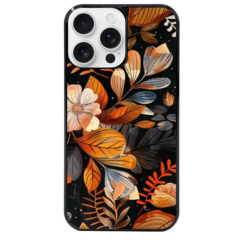 Coque noire taperso pour Iphone 16 16E PLUS MAX PRO avec motif fleur automne protection antichoc personnalisée