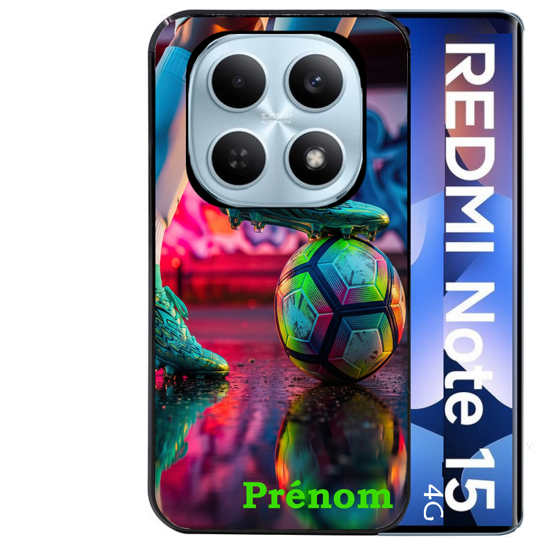 Coque noire taperso pour Redmi Note 15 et PRO PLUS 4G 5G avec motif foot controle personnalisee protection antichoc personnalisée