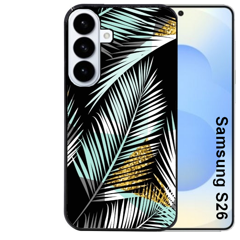 Coque noire taperso pour galaxy S26 et PLUS ULTRA FE avec motif palmier noir protection antichoc personnalisée