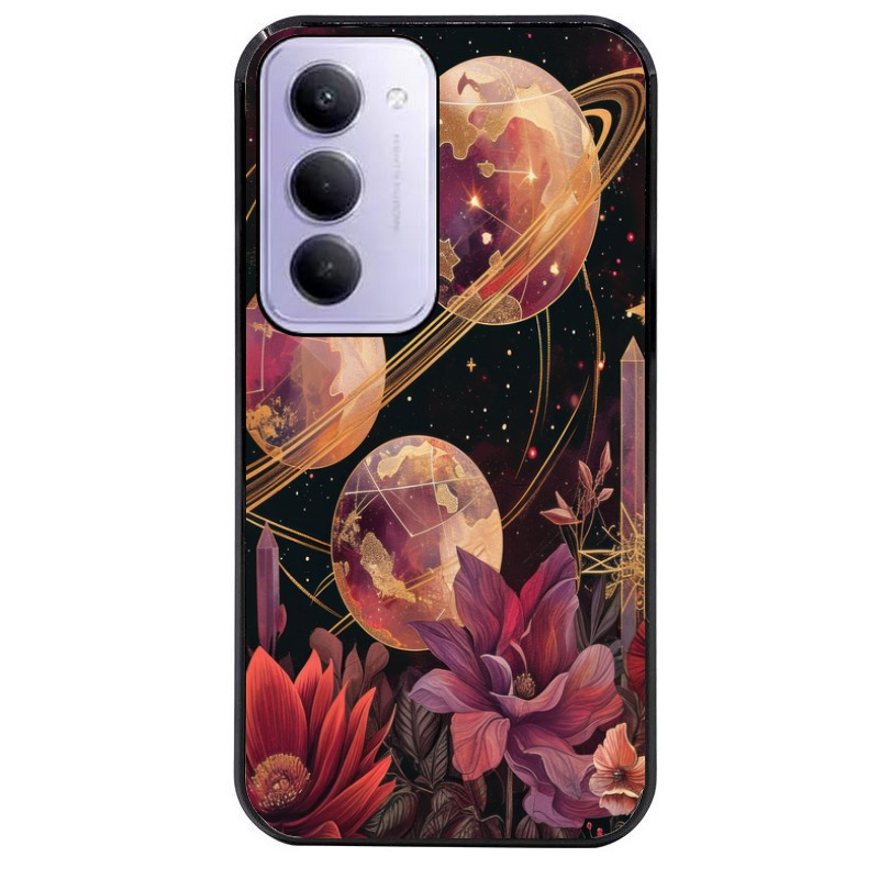 Coque noire taperso pour Redmi 15 4G et 5G avec motif astro et fleurs protection antichoc personnalisée