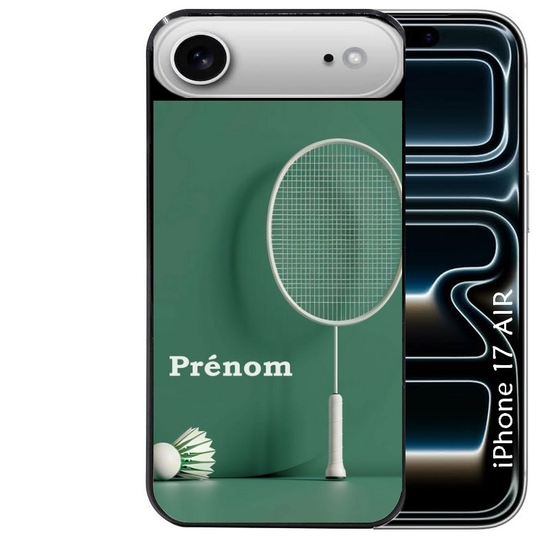 Coque noire taperso pour Iphone 17 17E AIR MAX PRO avec motif badminton sport personnalise protection antichoc personnalisée