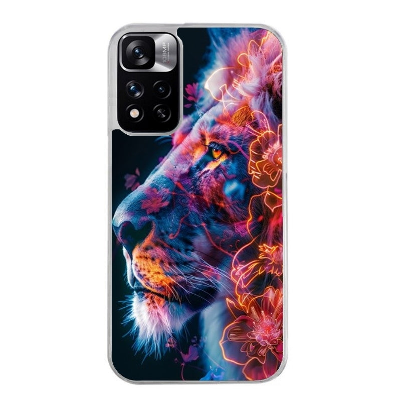 Coque taperso pour Redmi Note 11 4G PRO 5G 11S avec motif lion fluo protection antichoc personnalisée