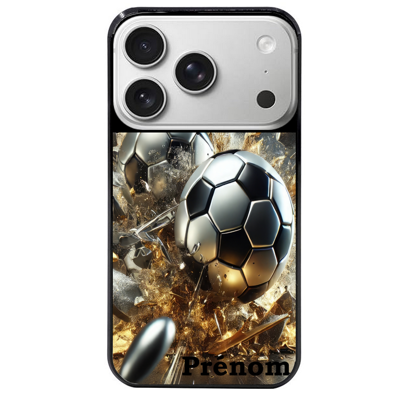 Coque noire taperso pour Iphone 17 17E AIR MAX PRO avec motif foot metal personnalisee protection antichoc personnalisée