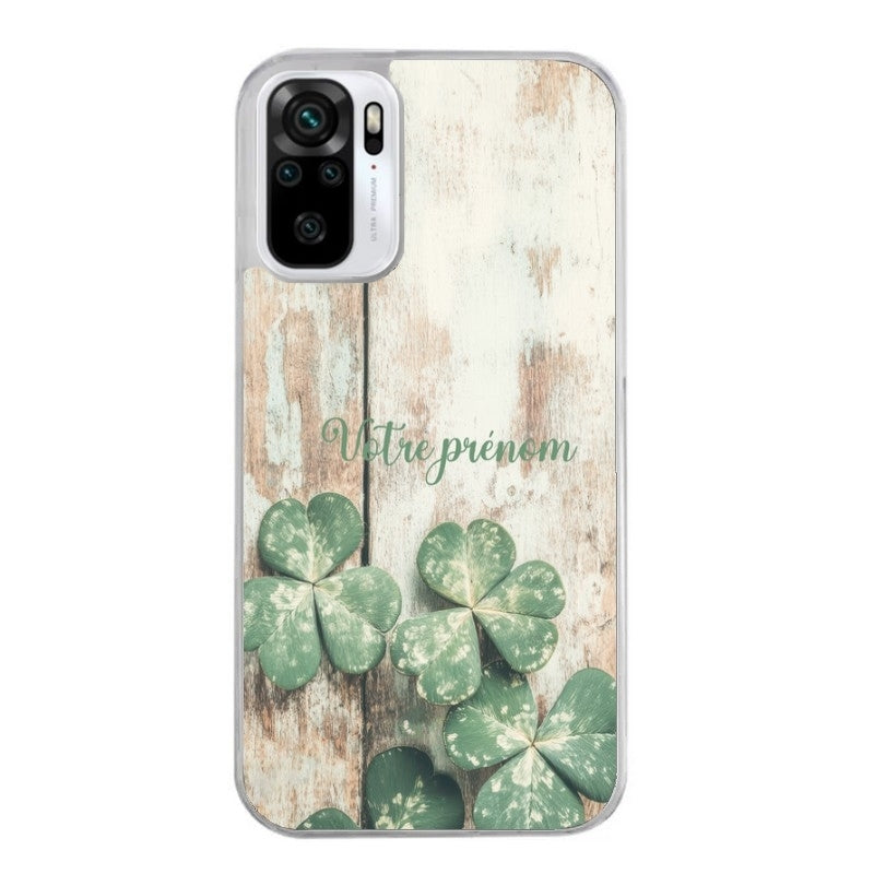 Coque taperso pour Redmi Note 10 4G 5G PRO 10S avec motif bois et trefle personnalisee protection antichoc personnalisée