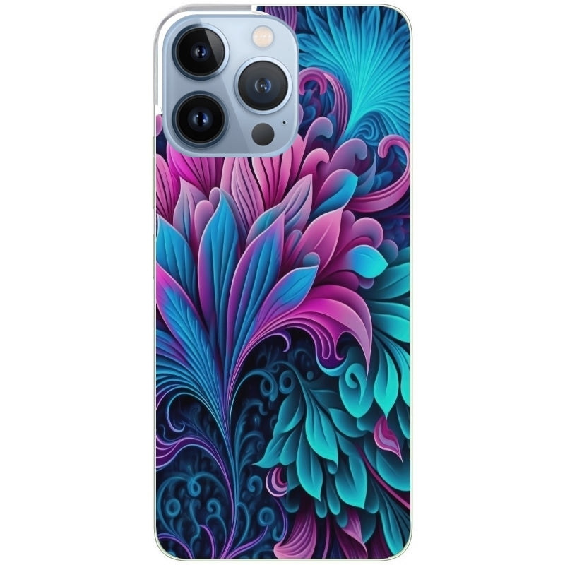 Coque taperso pour Iphone 12 et PRO MINI PRO MAX avec motif tropical violet et des fleurs protection antichoc personnalisée