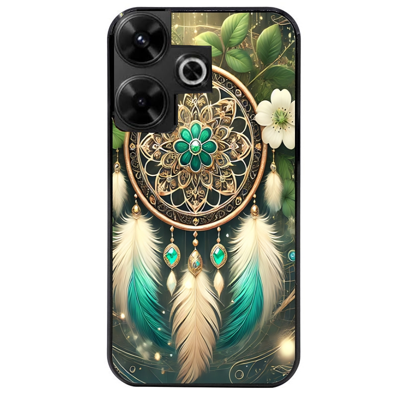 Coque noire taperso pour POCO M6 4G avec motif dreamcatcher talisman protection antichoc personnalisée