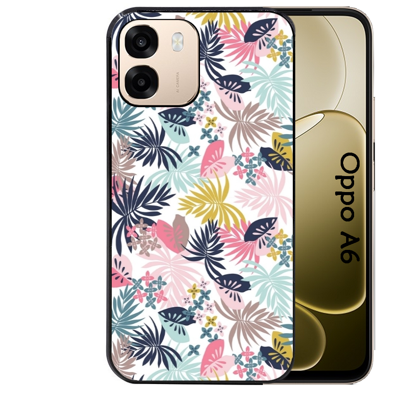 Coque noire taperso pour OPPO A6 A6X 4G et 5G avec motif jungle et fleur rose protection antichoc personnalisée