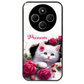 Coque noire taperso pour POCO C75 avec motif chat fleurs personnalisee protection antichoc personnalisée