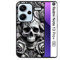 Coque noire taperso pour Redmi Note 13 PRO PLUS 5G avec motif tete de mort fleur protection antichoc personnalisée