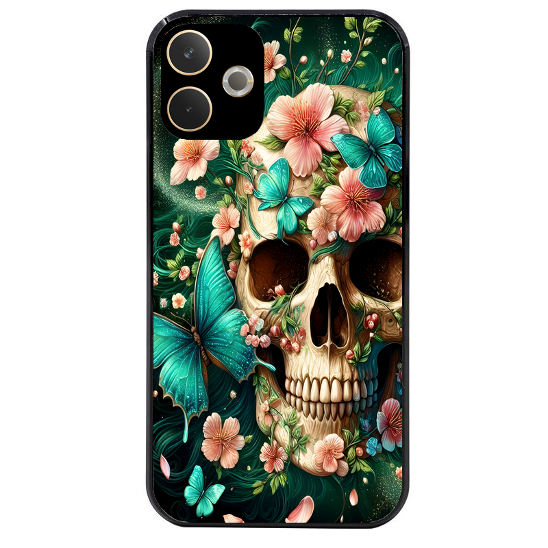 Coque noire taperso pour OPPO A5 PRO 4G et 5G avec motif tete de mort skull printemps protection antichoc personnalisée