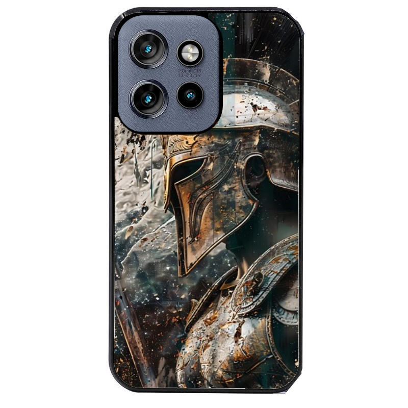 Coque noire taperso pour Moto Edge 60 et Neo Fusion Pro avec motif spartan guerrier protection antichoc personnalisée