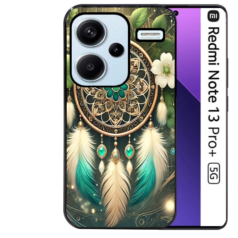 Coque noire taperso pour Redmi Note 13 PRO PLUS 5G avec motif dreamcatcher talisman protection antichoc personnalisée