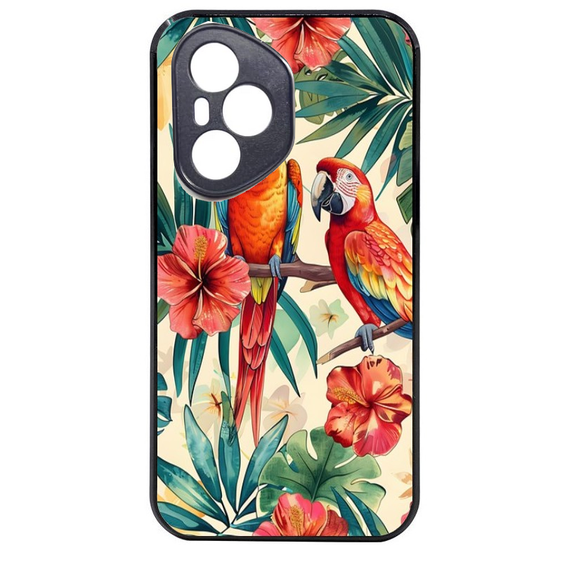 Coque noire taperso pour Honor 400 et Lite Pro Smart avec motif perroquet et fleurs protection antichoc personnalisée