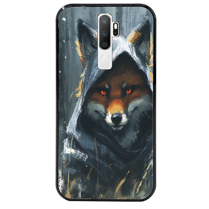 Coque noire taperso pour OPPO A5 A9 2020 avec motif renard fox des bois protection antichoc personnalisée