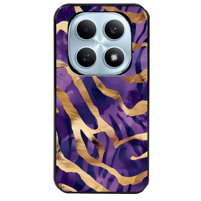 Coque noire taperso pour POCO M8 5G et PRO 5G avec motif zebre violet protection antichoc personnalisée