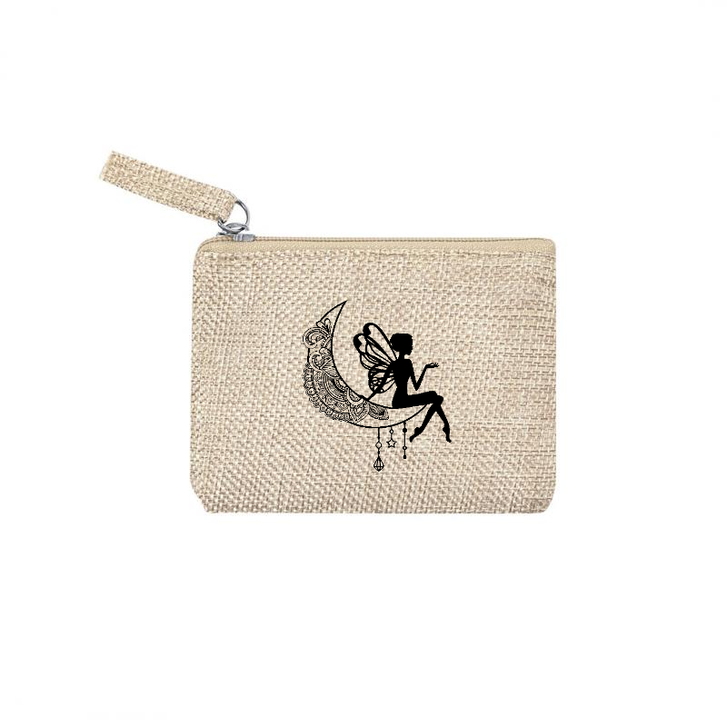 Pochette personnalisée motif fée astro en toile et simili cuir personnalisée