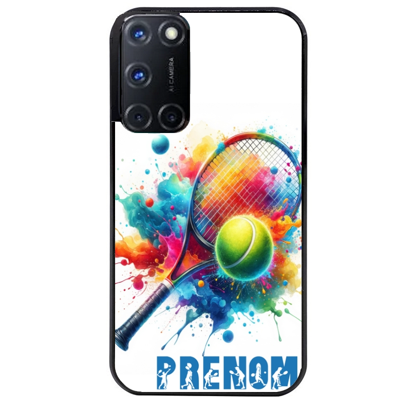 Coque noire taperso pour OPPO Reno 8 LITE avec motif tennis raquette personnalisee protection antichoc personnalisée