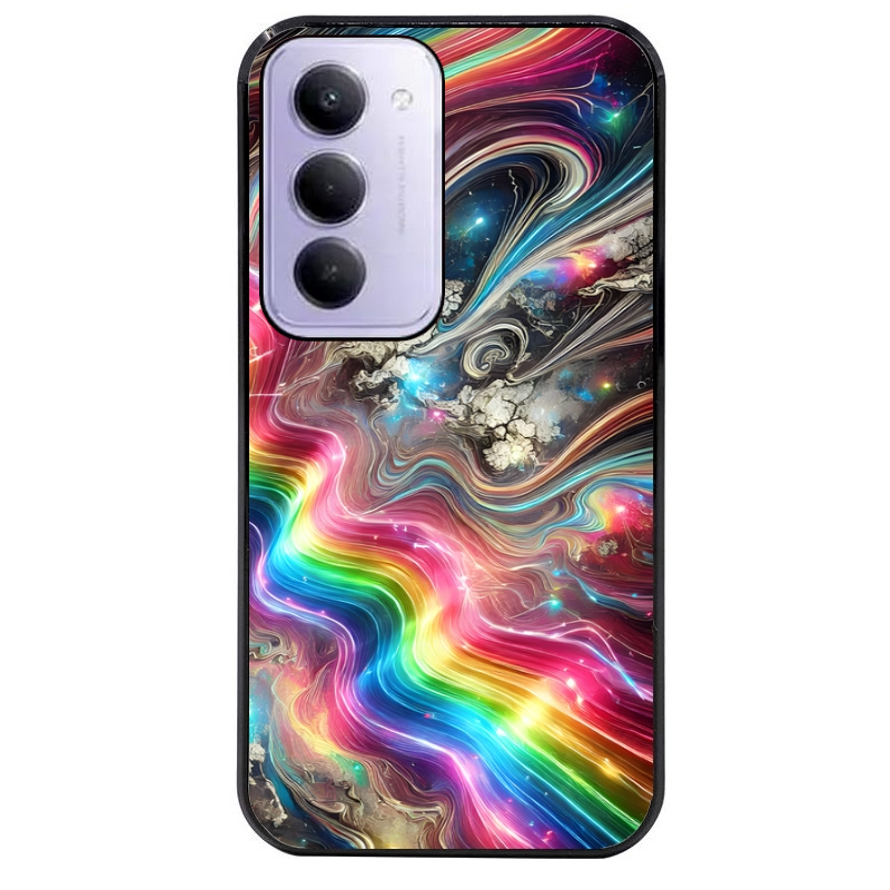 Coque noire taperso pour Redmi 15 4G et 5G avec motif marbre arc en ciel protection antichoc personnalisée