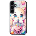 Coque noire taperso pour galaxy A06 A16 A26 A36 A56 avec motif chat bubble style manga protection antichoc personnalisée