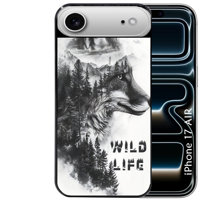 Coque noire taperso pour Iphone 17 17E AIR MAX PRO avec motif renard fox wild protection antichoc personnalisée