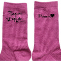Chaussettes personnalisée paillettes rose motif super copine