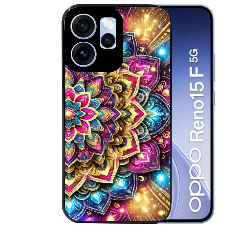 Coque noire taperso pour OPPO Reno 15 et F FS 5G avec motif mandala 2 protection antichoc personnalisée