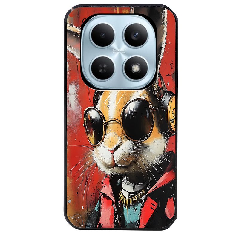 Coque noire taperso pour POCO M8 5G et PRO 5G avec motif lapin tag protection antichoc personnalisée