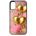 Coque noire taperso pour Moto E13 E14 E15 avec motif coeur rose protection antichoc personnalisée