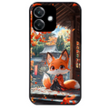 Coque noire taperso pour OPPO A40 avec motif renard et fox anime protection antichoc personnalisée