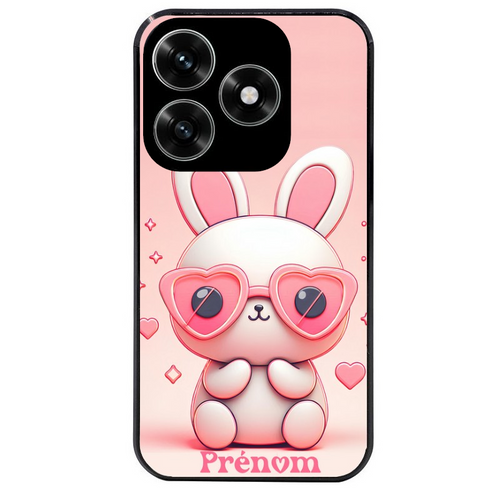 Coque noire taperso pour Honor X6B X5C X5C PLUS avec motif lapin lunettes personnalisee protection antichoc personnalisée
