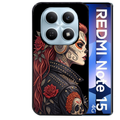 Coque noire taperso pour Redmi Note 15 et PRO PLUS 4G 5G avec motif tete de mort rock protection antichoc personnalisée